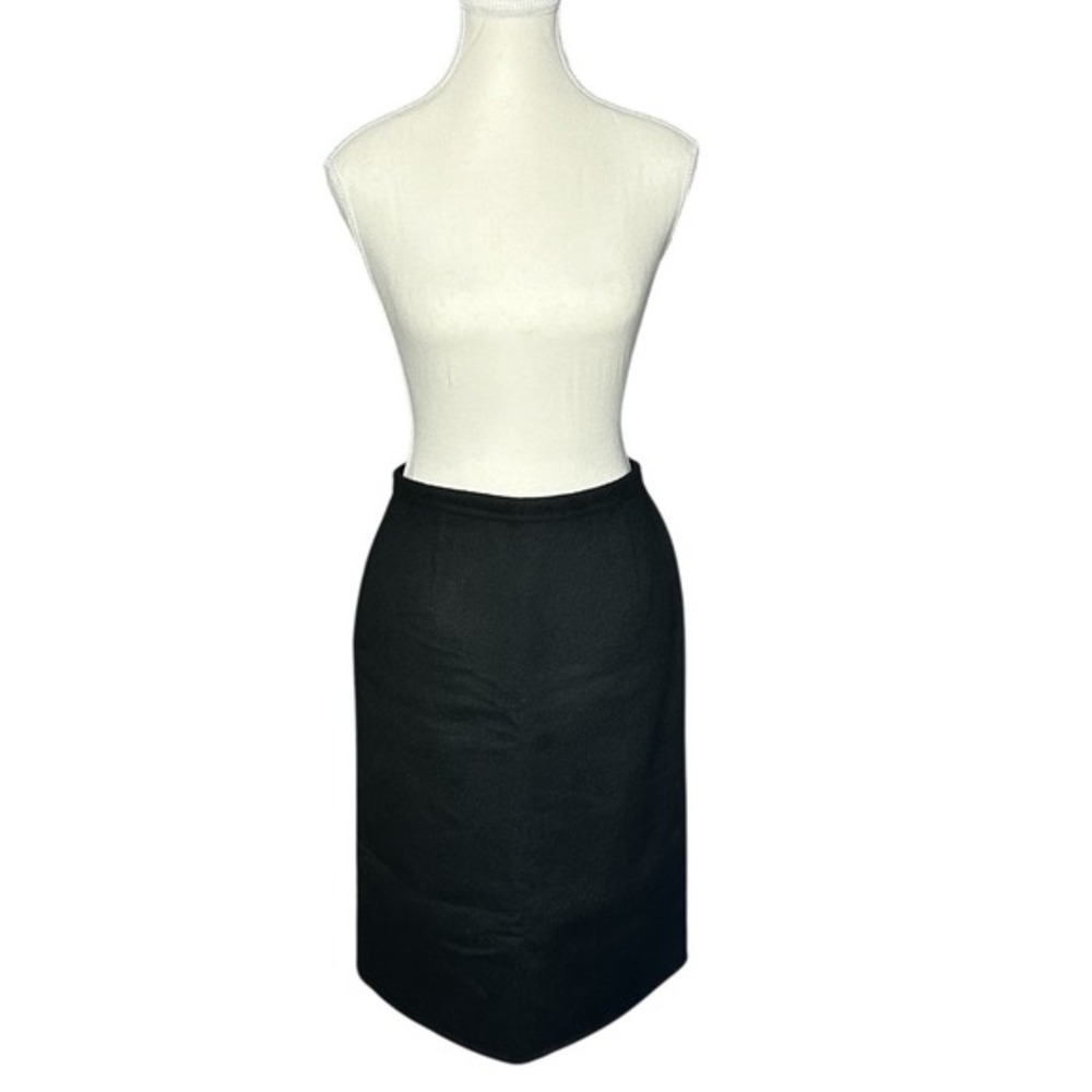 PRADA Women Black Wool Angora Blend Midi Skirt With Slit Made in Italy Waist‎ 27